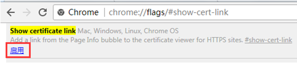 Chrome启用Show certificate link