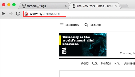 谷歌Chrome将所有HTTP网站打红叉