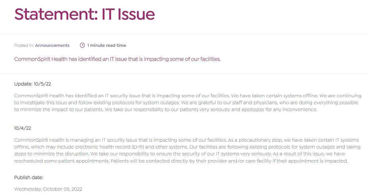 美国第二大医院遭遇网络攻击引发IT系统崩溃 第1张
