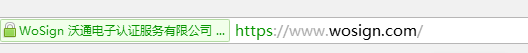沃通EV SSL证书浏览器显示效果