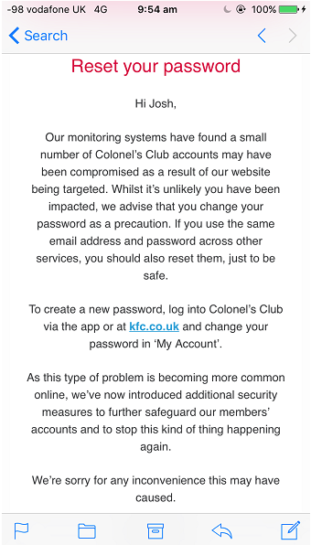 麦当劳官网用户密码被盗