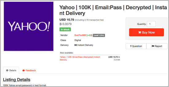 出售10万雅虎账号